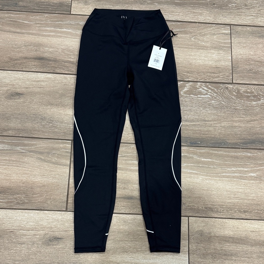 IVL Black Leggings with White Accents
